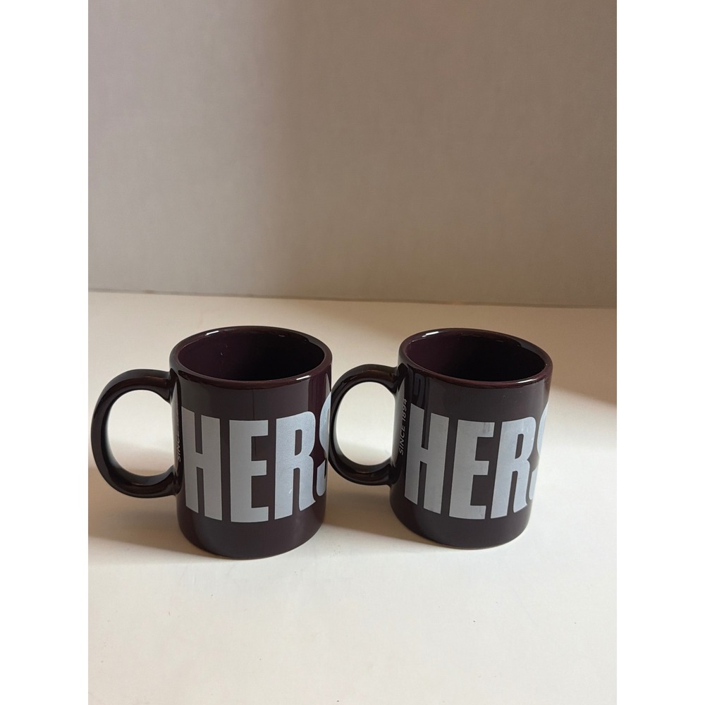 Hersheys Galerie Brown Ceramic Coffee Mugs Set of‎ 2 Since 1894 Silver Logo